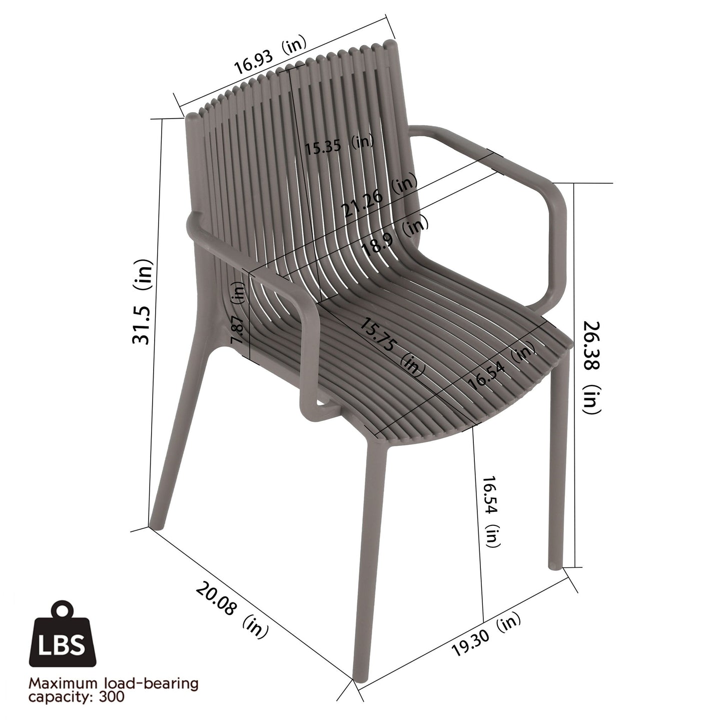 4 Modern Stackable Plastic Armchair Matched With Round Table
