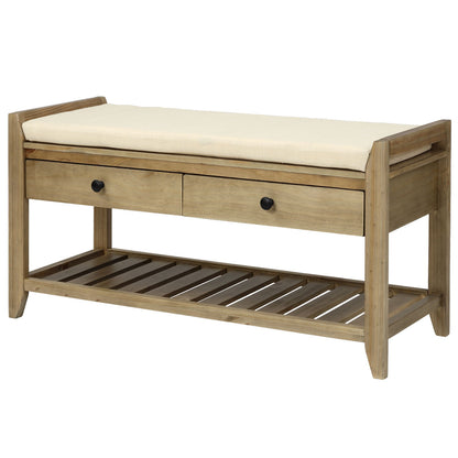 Shoe Rack With Cushioned Seat And Drawers Multipurpose Entryway Storage Bench Wash - Gray Wash