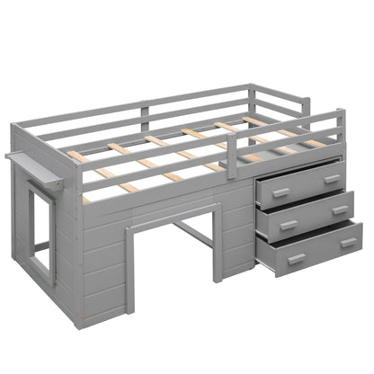 Loft Bed With Cabinet And Shelf