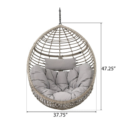 Hanging Basket Chair With Metal Frame And Seat Cushion