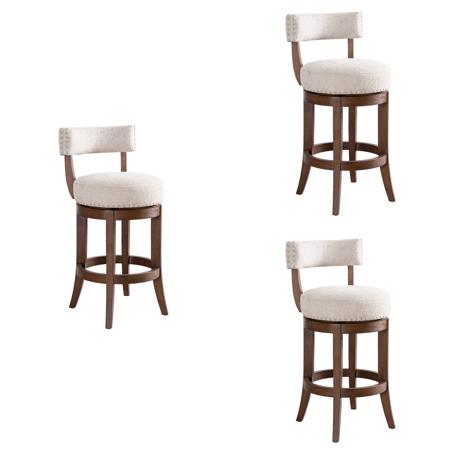 Mystic - Solid Wood Upholstered 26" Counter Height Swivel Barstool