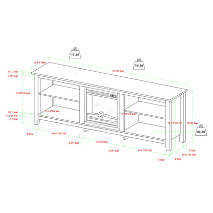 Modern Transitional 3 Shelf Open Storage 70" TV Stand For 80" TVs