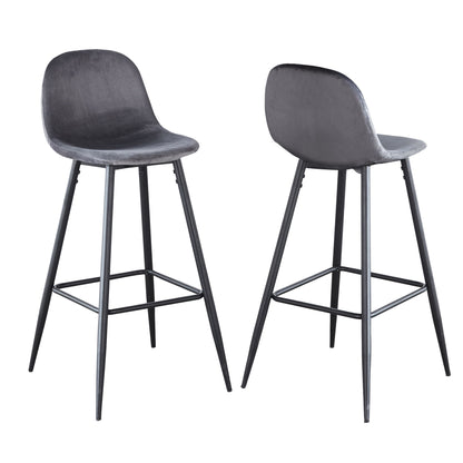 Velvet Barstool With Back (Set of 2)