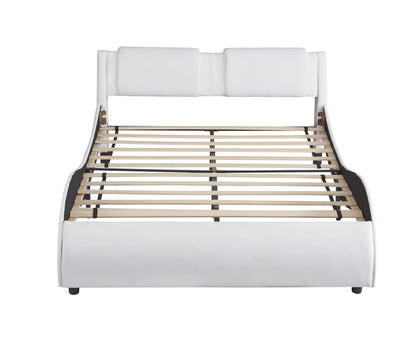 Upholstered Platform Bed With LED Light, Frame Slatted