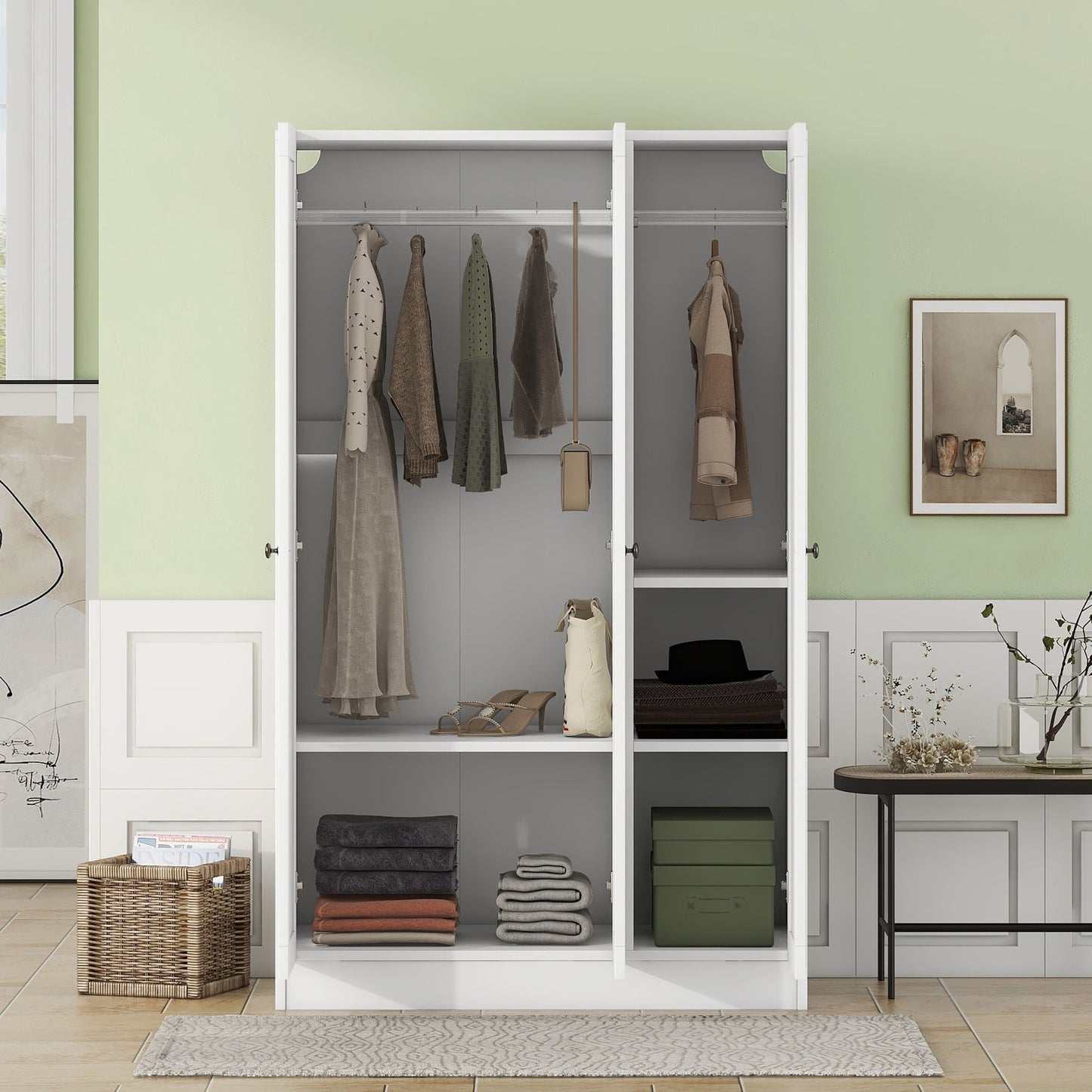 3 Door Shutter Wardrobe With Shelves