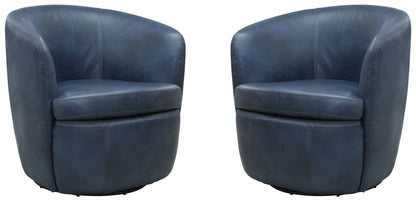 Barolo - 100% Italian Leather Swivel Club Chair (Set of 2)