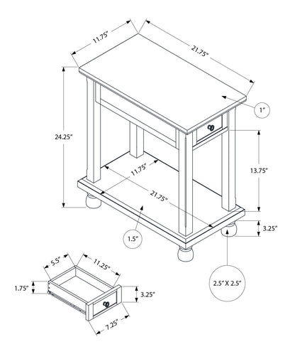Accent End Table, Storage Drawer, Traditional - Espresso