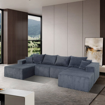 Modular Sectional Sofa, Convertible Couch With Chaise Corduroy