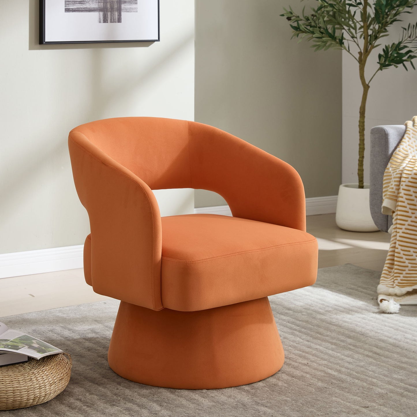 Swivel Barrel Chair With 360 Degree Rotation