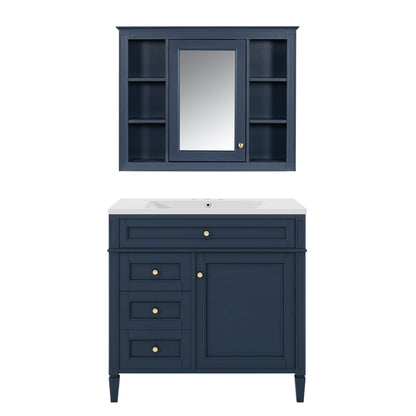 Bathroom Vanity With Mirror Cabinet, Storage Cabinet With 2 Soft Closing Doors And 4 Drawers, Undermount Sink