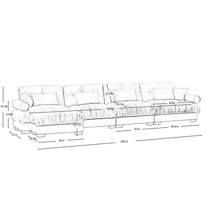 Super Comfort Oversized Modular Sectional Sofa With Movable Ottoman