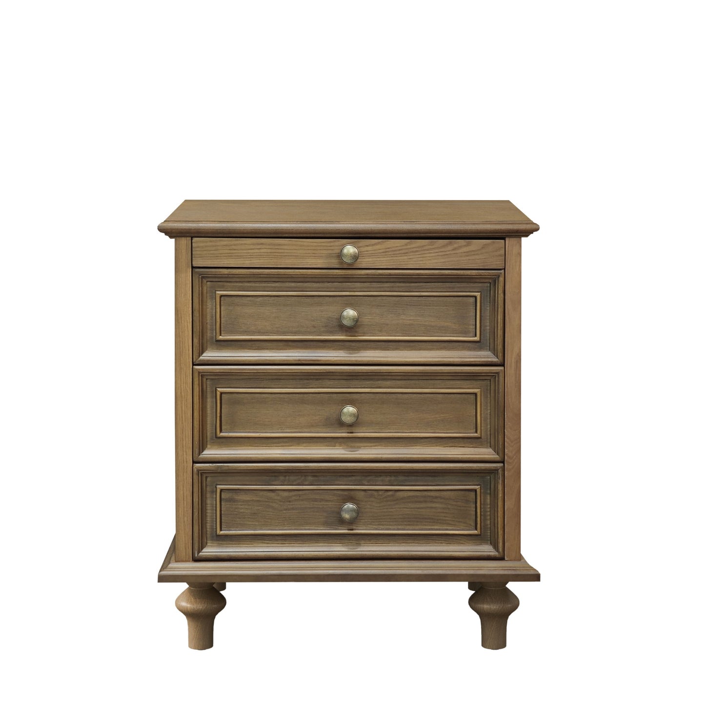 Nightstand With 4 Drawers With Hidden Pull Out Shelf - Light Brown