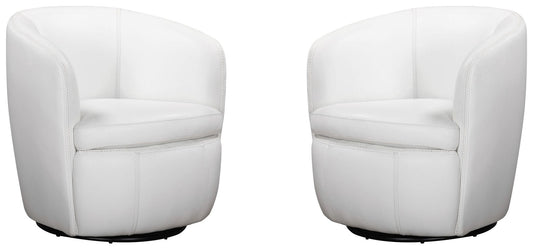 Barolo - 100% Italian Leather Swivel Club Chair (Set of 2)