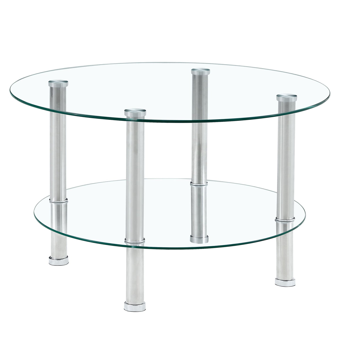 Contemporary Minimalist Double Layer Tempered Glass Coffee Table