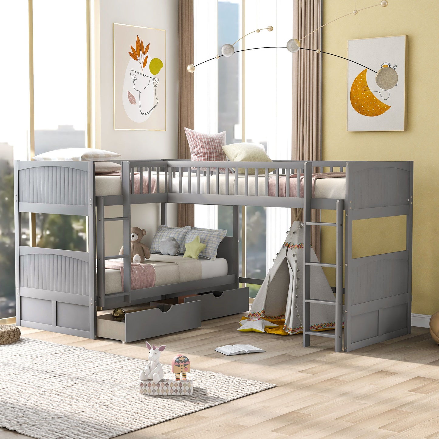 Bunk Bed With Loft And 2 Drawers