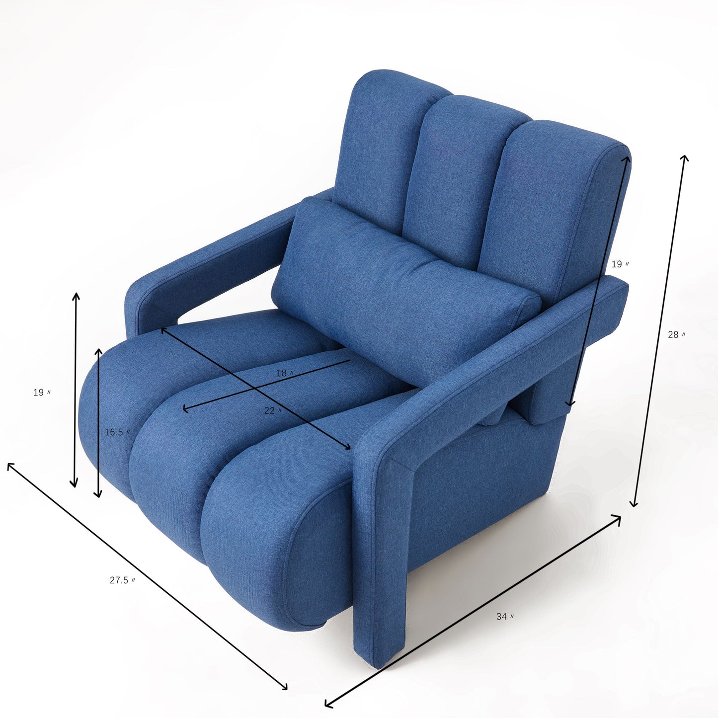 Modern Upholstered Accent Chair, Comfortable Linen Fabric With A Pillow For Living Room