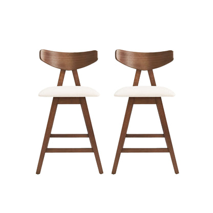 Mid Century Modern Counter Stool With V Shape Frame And Upholstered Seating