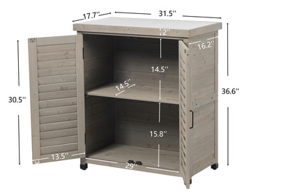 Potting Bench With Storage Cabinet And Metal Table Top For Outdoor