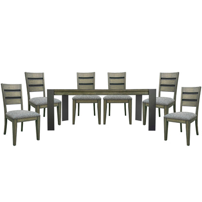 Cedar Fork - 78" Dining Table With 6 Ladderback Chairs - Smoked Arabica