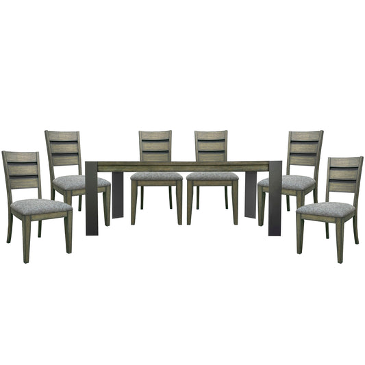 Cedar Fork - 78" Dining Table With 6 Ladderback Chairs - Smoked Arabica