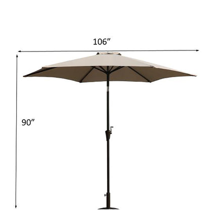 8.8' Outdoor Aluminum Patio Umbrella, Market Umbrella With 33 Pounds Round Resin Umbrella Base Lift