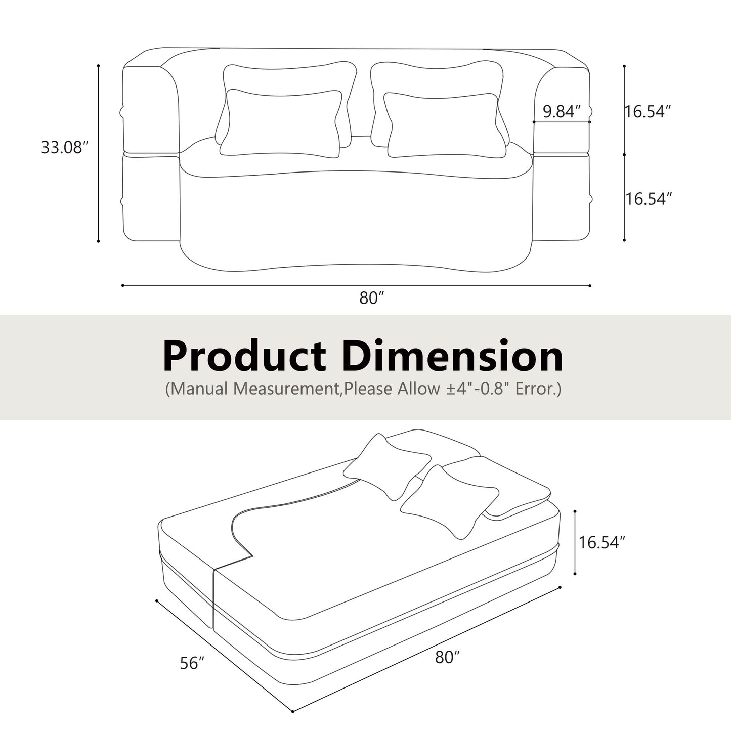 Modern Floor Sofa With 4 Pillows