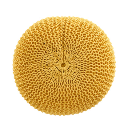 Bordeaux - Knitted Cotton Round Pouf, Versatile Ottoman And Floor Cushion