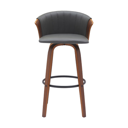 Diana - Swivel Walnut Wood Faux Leather Counter Stool