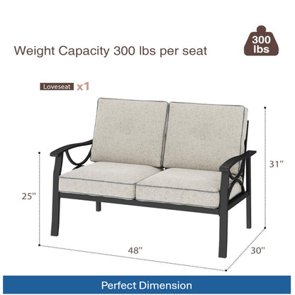 All Weather Loveseat 2 Seats Sofa With Cushions - Light Khaki / Beige