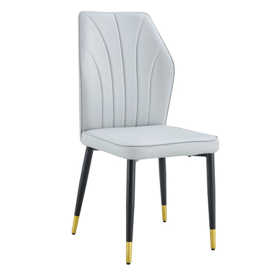 4 Modern Dining Chairs With Stylish Patterned Backrest And Metal Legs