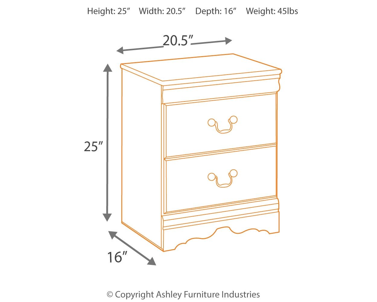 Huey Vineyard - Black - Two Drawer Night Stand