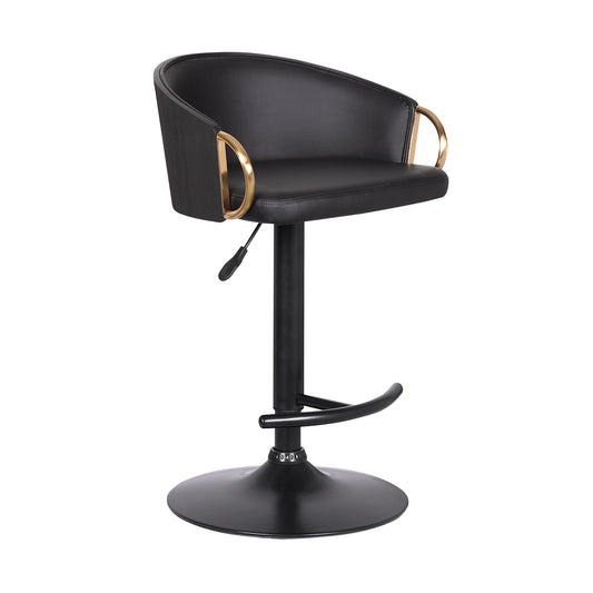 Solstice - Adjustable Black Swivel Barstool - Black Powder / Gold