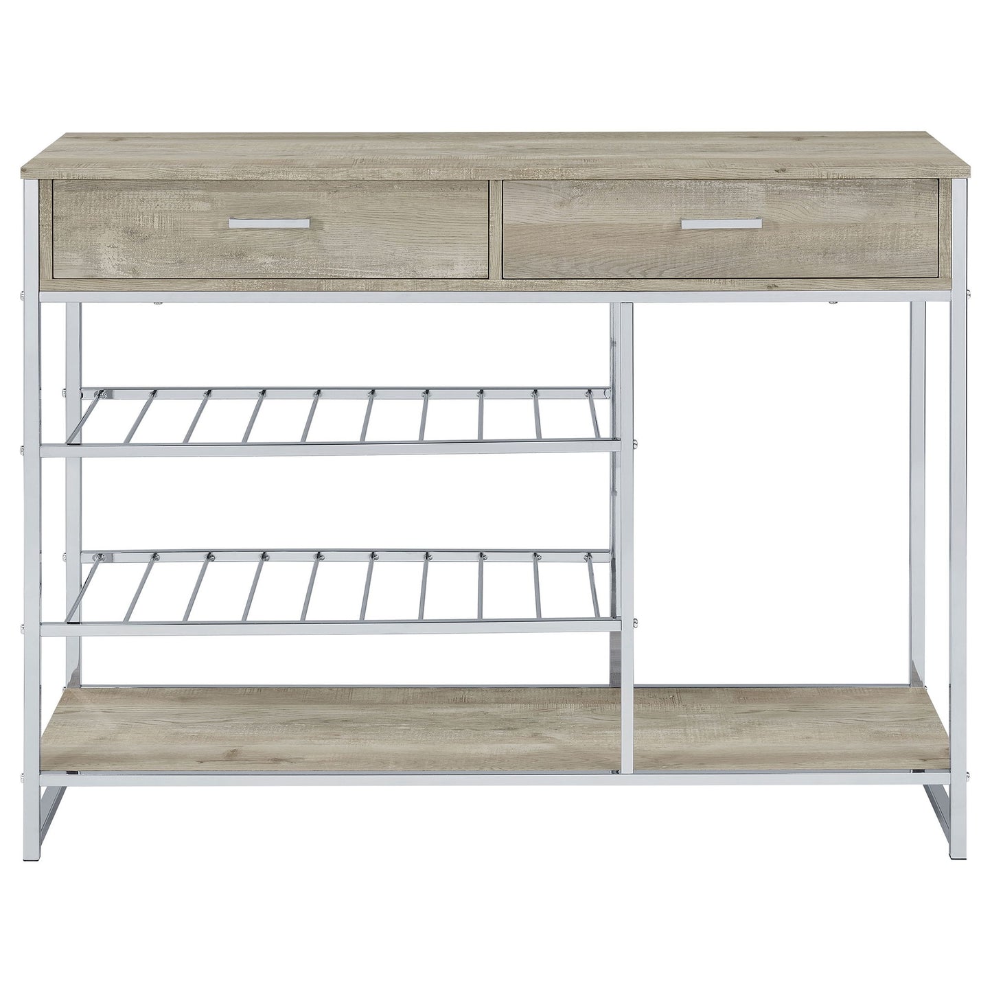 Ethel - 2 Drawer Home Bar Storage With Wine Rack - Oak