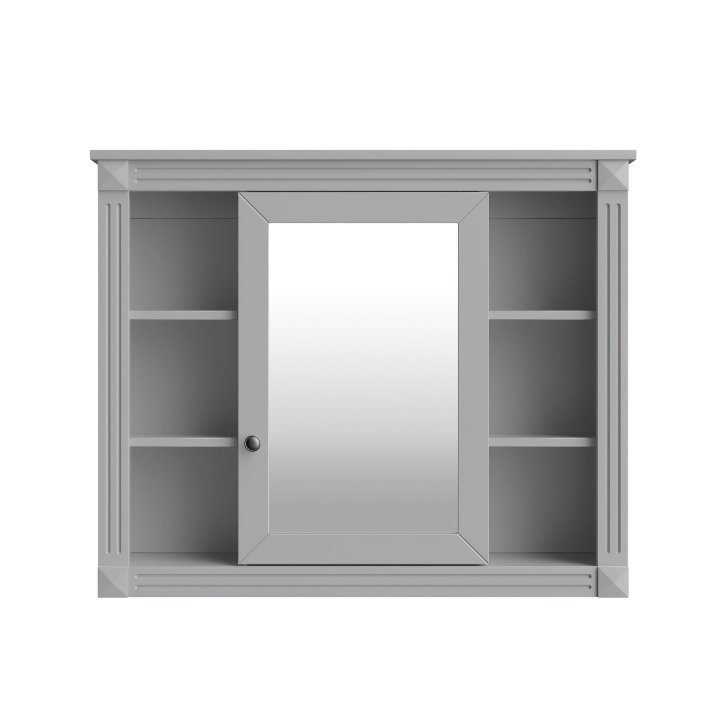 Wall Mounted Bathroom Storage Cabinet With Mirror, Cabinet With 6 Open Shelves And Adjustable Interior