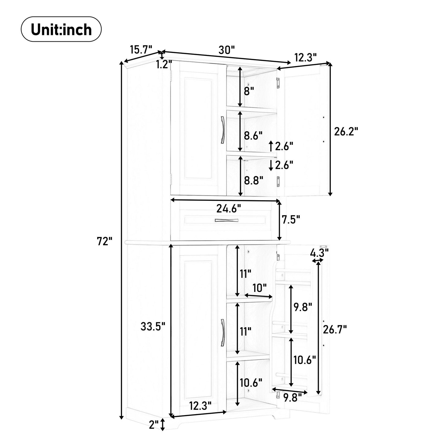 Bathroom Storage Cabinet With Multifunctional Storage Space, Drawer With Slide Rails, Adjustable Shelf