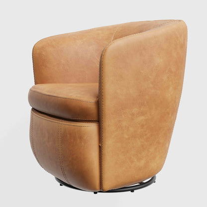 Barolo - 100% Italian Leather Swivel Club Chair (Set of 2)