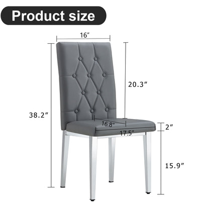 Vintage Style Armless Dining Chairs Set With Grid And Buckle Design