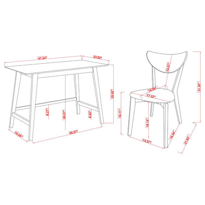 2 Piece Writing Desk Set With Chair - Brown