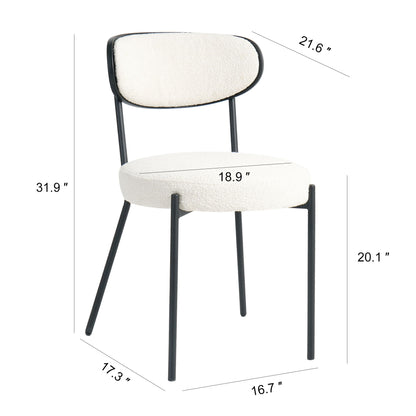 Boucle Modern Kitchen Dining Chair With Bentwood Back (Set of 2)