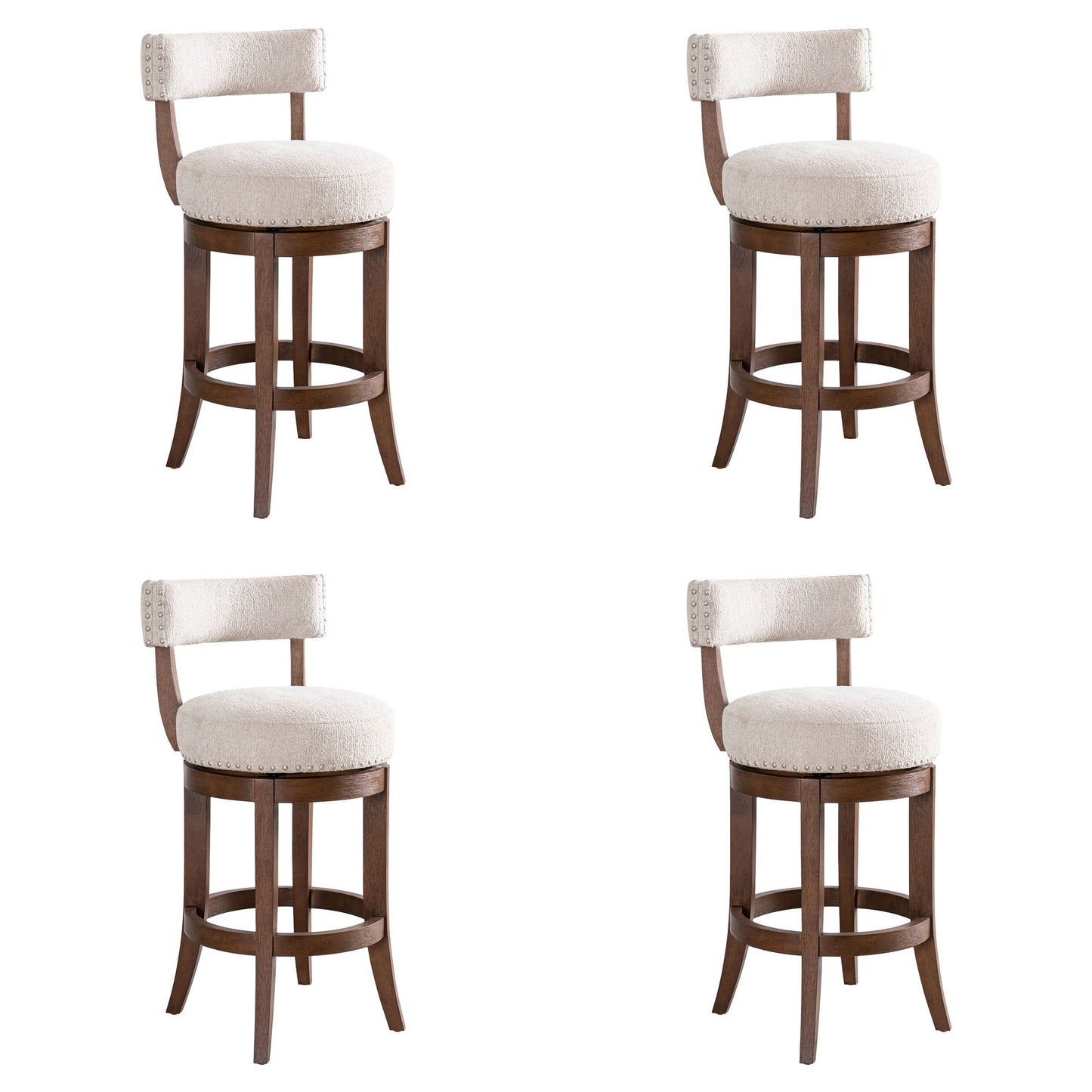 Mystic - Solid Wood Upholstered 26" Counter Height Swivel Barstool