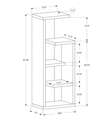 Bookshelf, Bookcase, Etagere, 4 Tier, For Office, Contemporary & Modern - Taupe