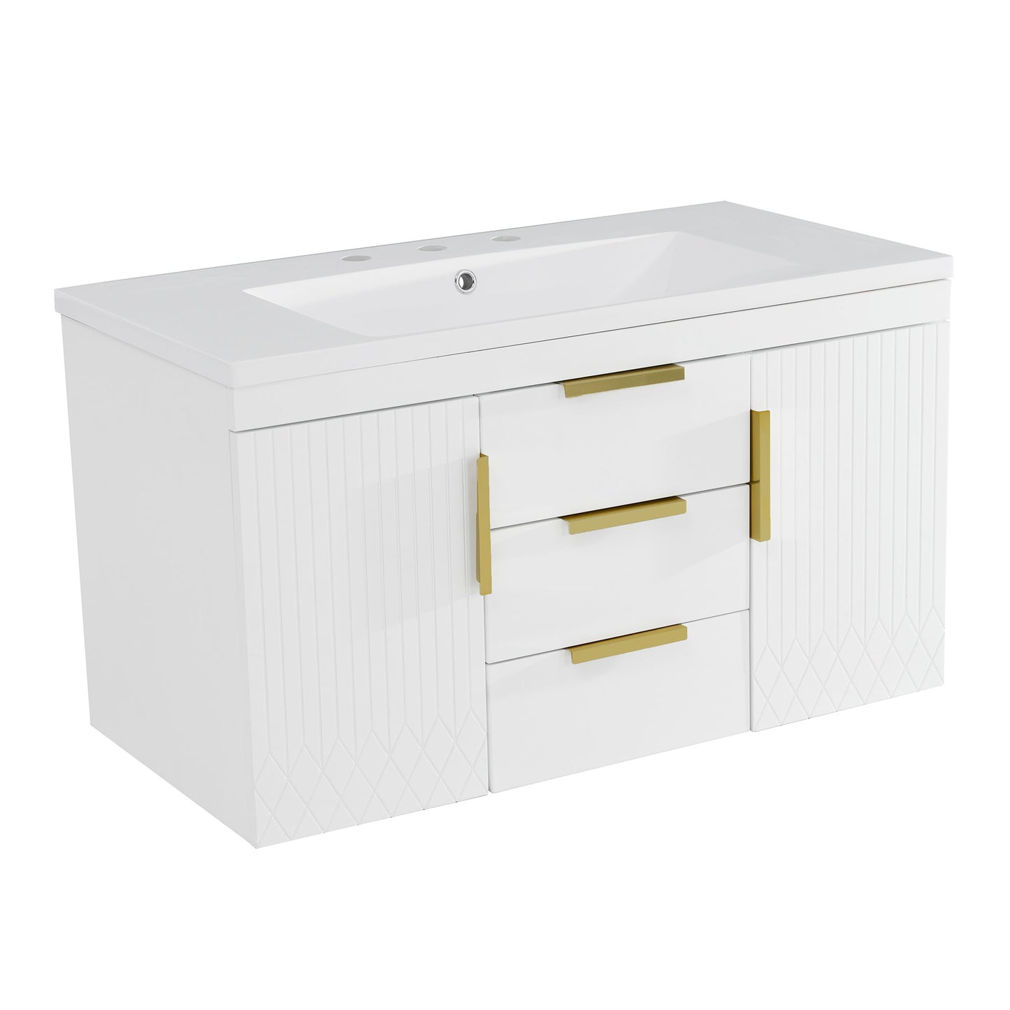 Wall Mounted Bathroom Vanity With Sink, Floating Storage Cabinet With 2 Drawers