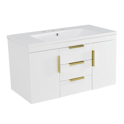 Wall Mounted Bathroom Vanity With Sink, Floating Storage Cabinet With 2 Drawers