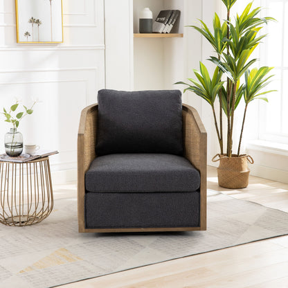 Barrel, Comfy Round Accent Sofa Chair With 360 Degree Swivel, Leisure Arm