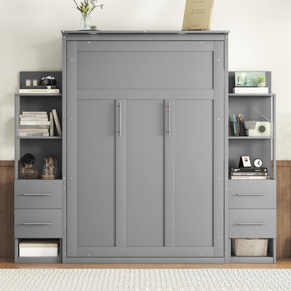 Murphy Wall Bed With Shelves, Drawers And LED Lights