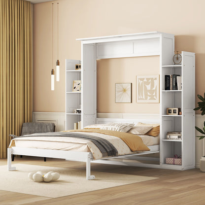 Wall Murphy Bed With Shelves And LED Lights