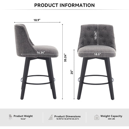Swivel Bar Stools & Button Tufted Back (Set of 2)