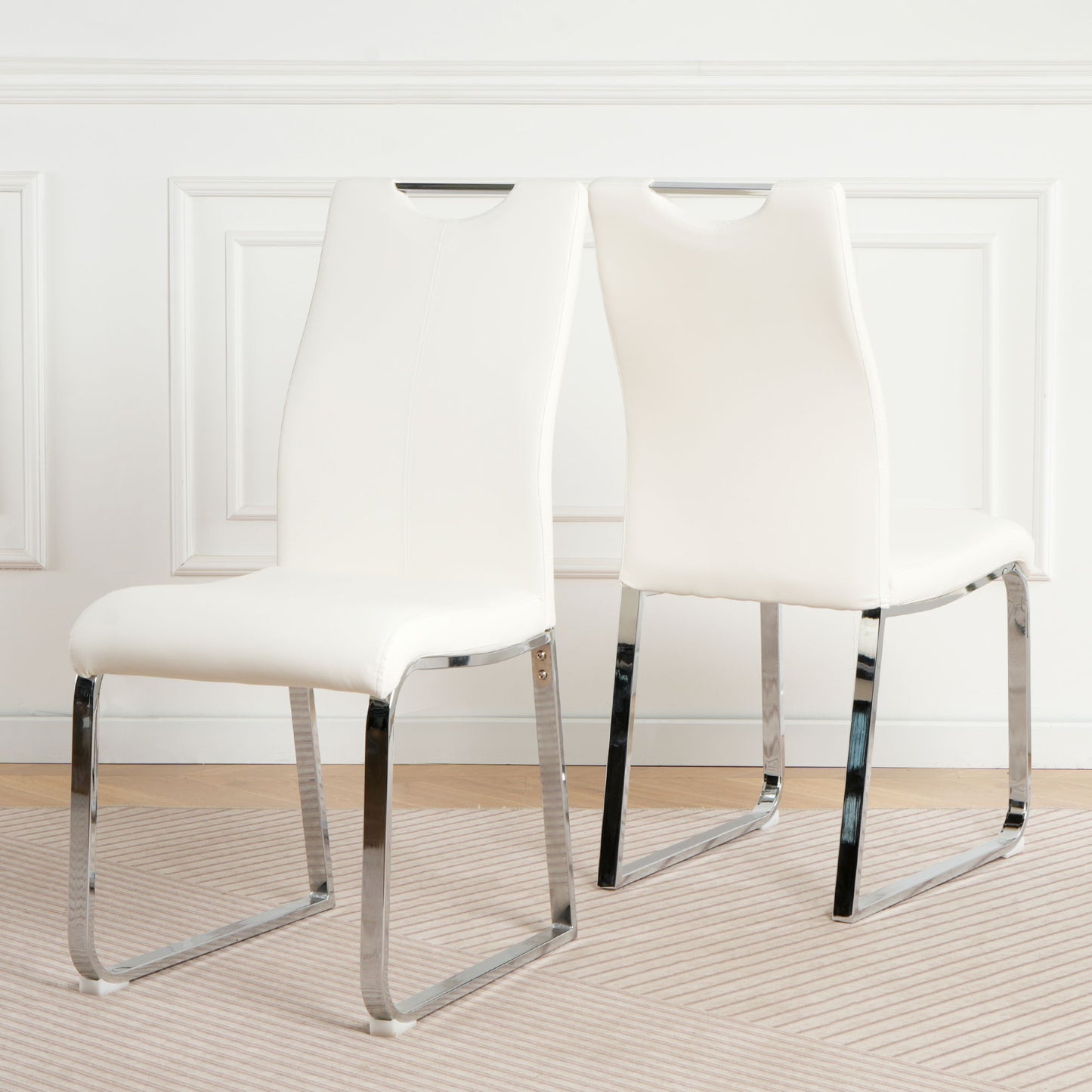 Modern Upholstered Dining Chair Electroplated Metal Legs (Set of 2)