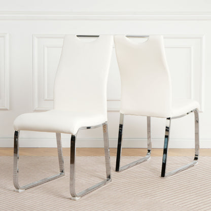 Modern Upholstered Dining Chair Electroplated Metal Legs (Set of 2)