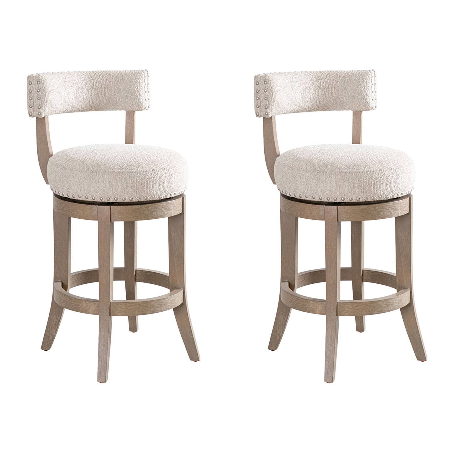 Mystic - Solid Wood Upholstered 26" Counter Height Swivel Barstool